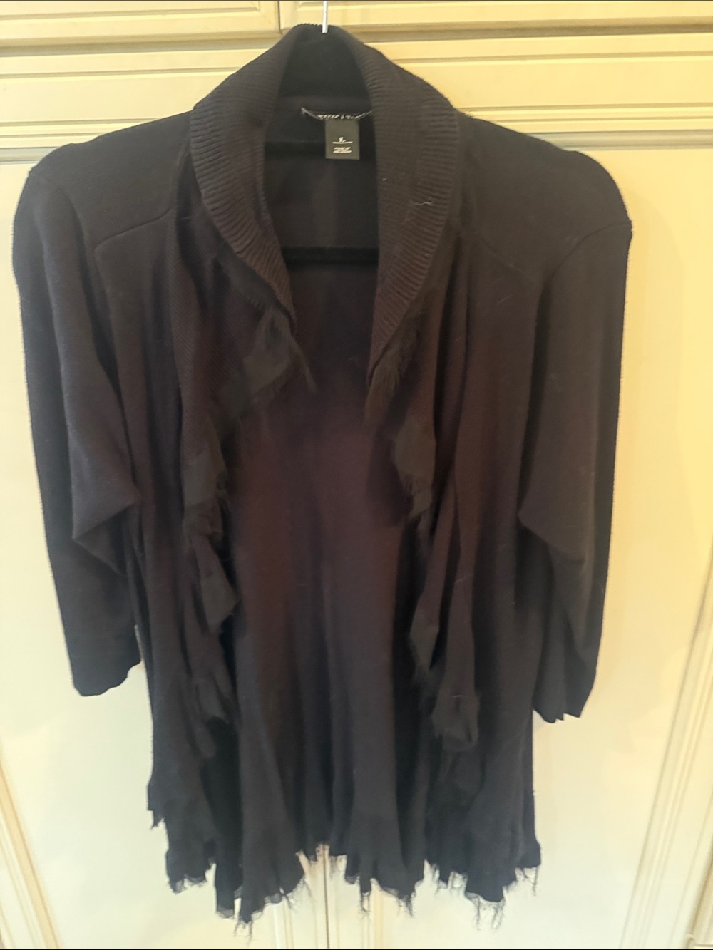 White House Black Market Black Ribbed Collar Cardigan